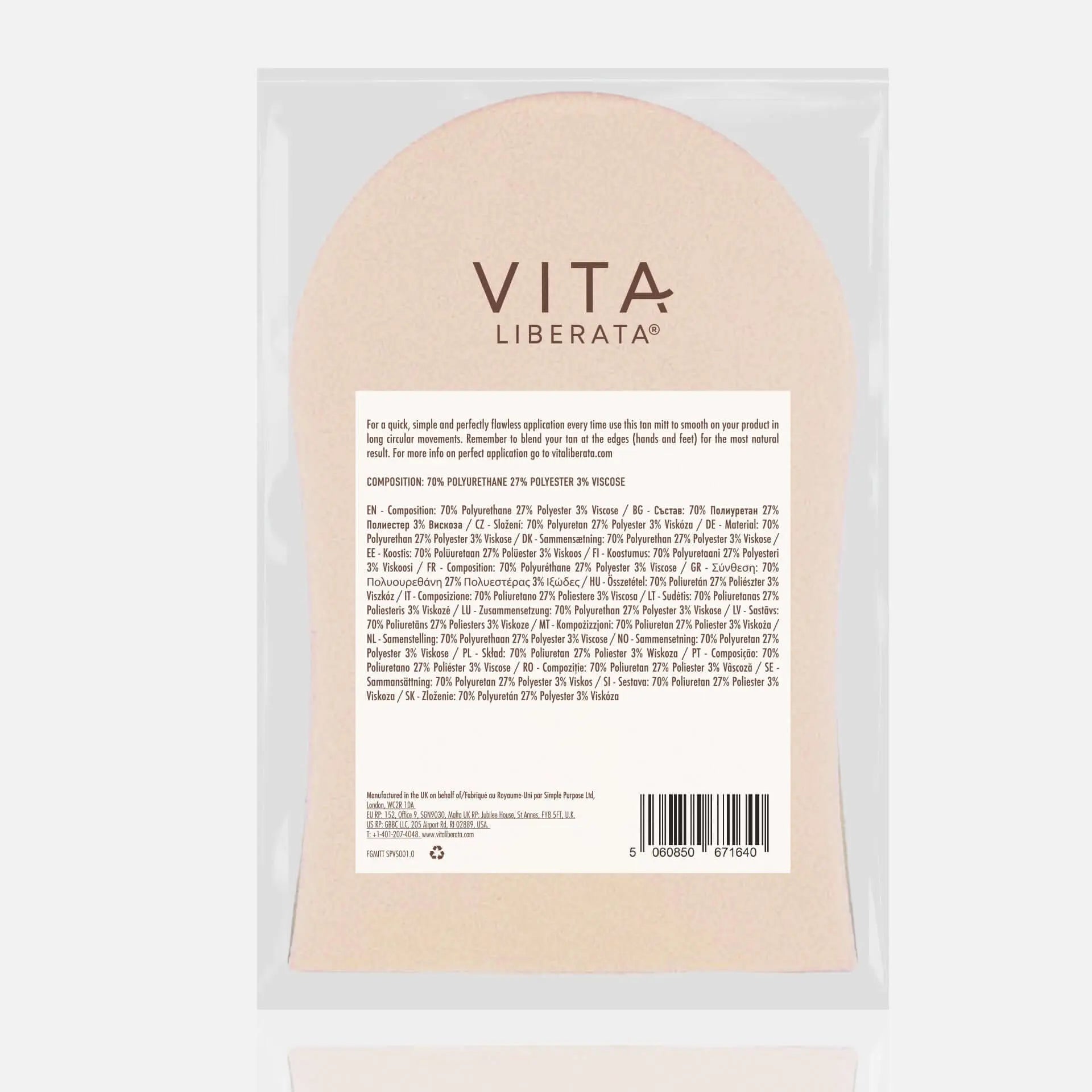 GOLD EMBOSSED TANNING MITT Vita Liberata